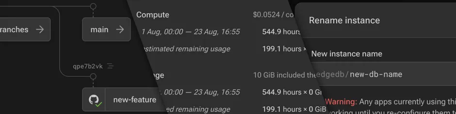 New branch graph, updated billing page, and instance renames